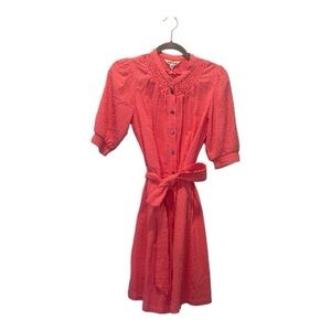 Boden Coral Button-Front Belted Dress
